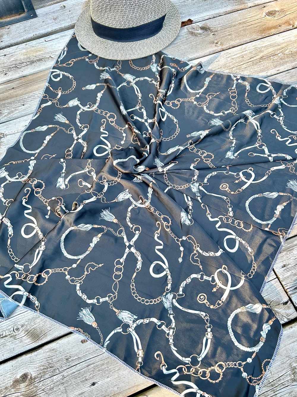 Equestrian vibe Tassel Print boho Scarf/wrap w country farmhouse vibe